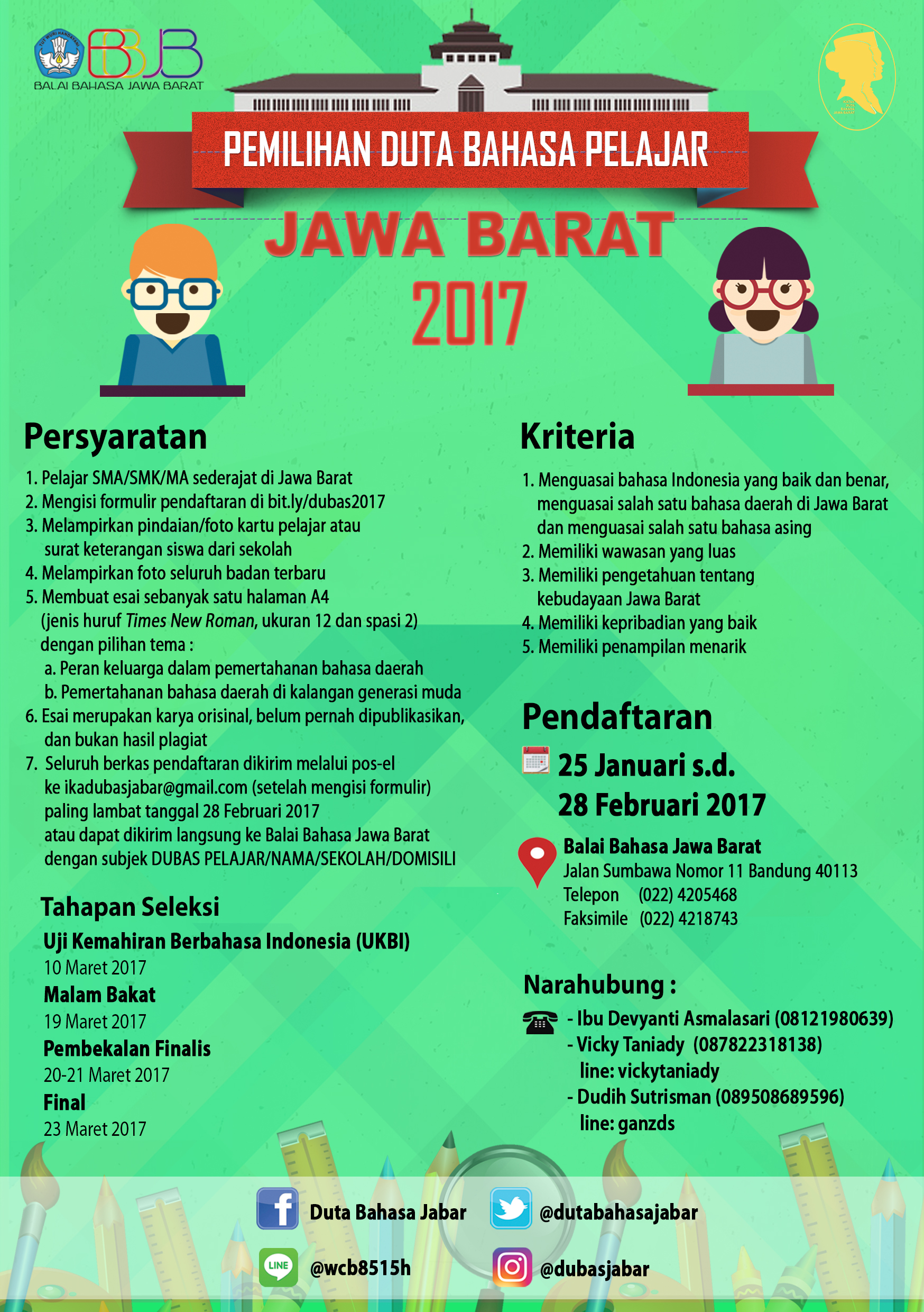 Brosur Informasi Pemilihan Duta Bahasa Jawa Barat 2017.